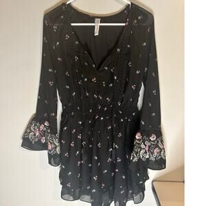 American Rag Black Ditzy Floral Mini Dress, Size Small